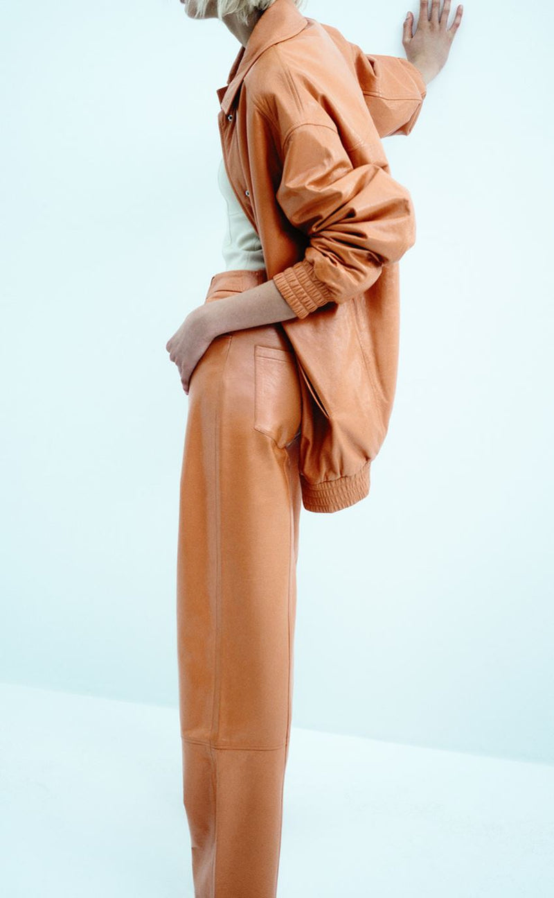 Oversize Leather Bomber Rust