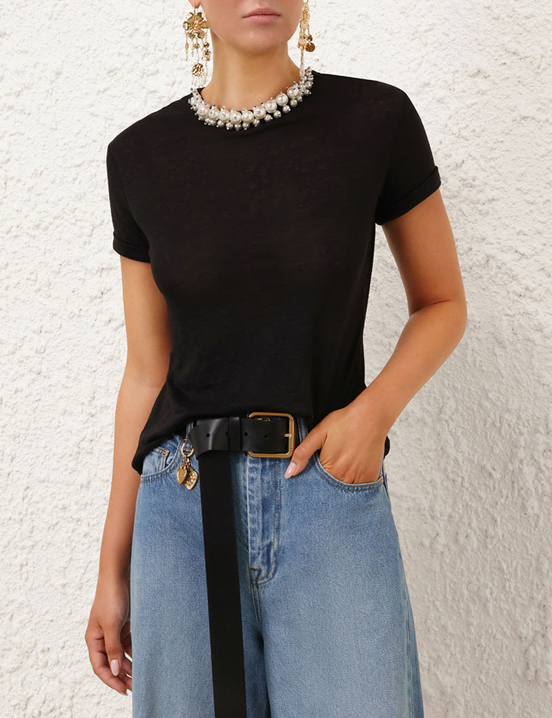 Crush Embellished Tee Black