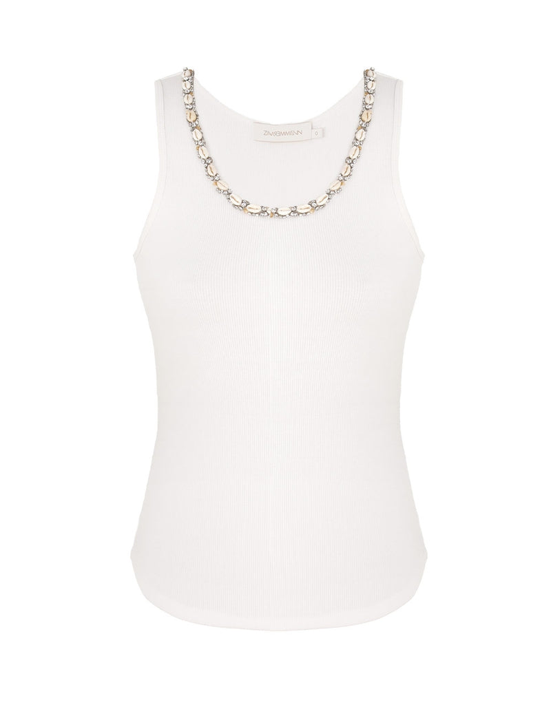Illuminate Embellished Tank Ivory