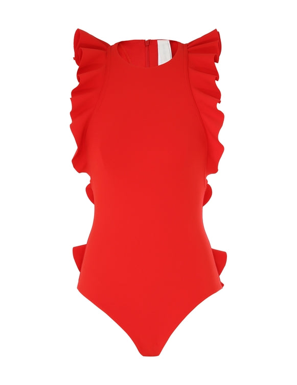 Ottie Racer Back Frill One Piece Red