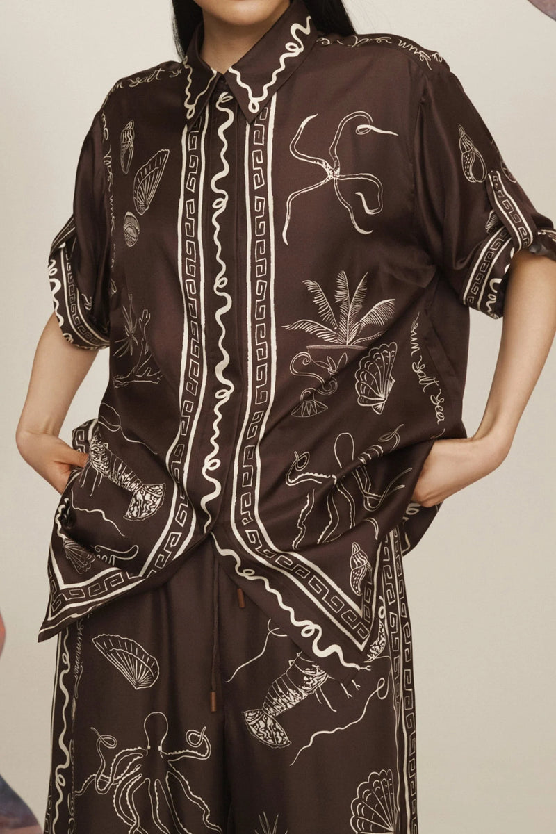 Sammy Silk Shirt Chocolate