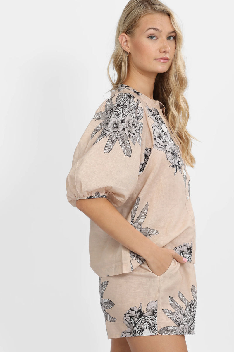 Balloon Shirt Tiger Bloom Beige