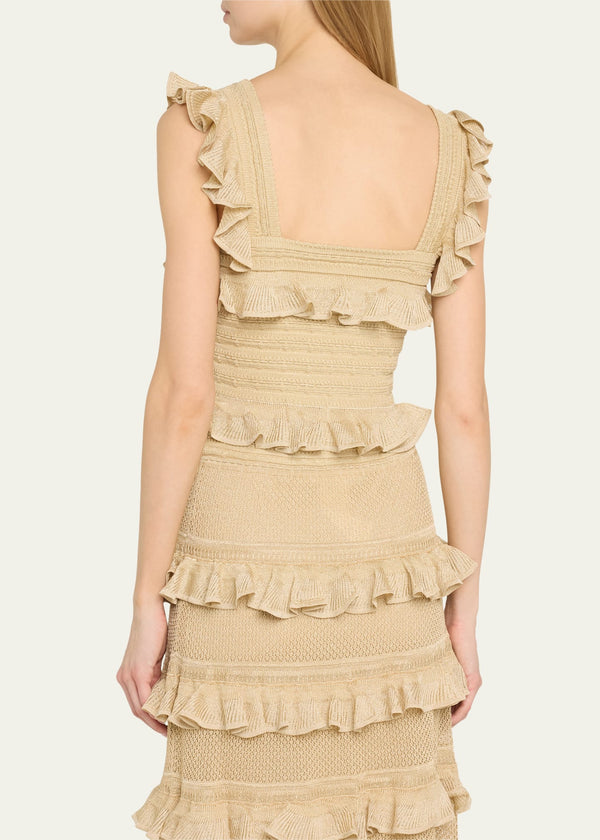 Illuminate Lace Frill Cami Metallic Gold