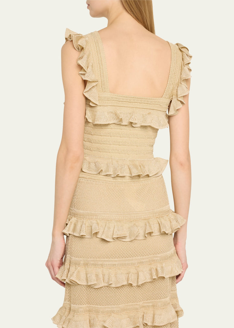 Illuminate Lace Frill Cami Metallic Gold