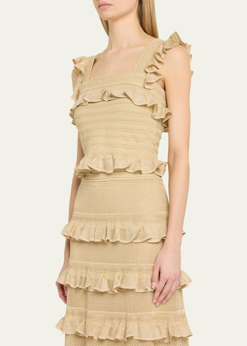 Illuminate Lace Frill Cami Metallic Gold