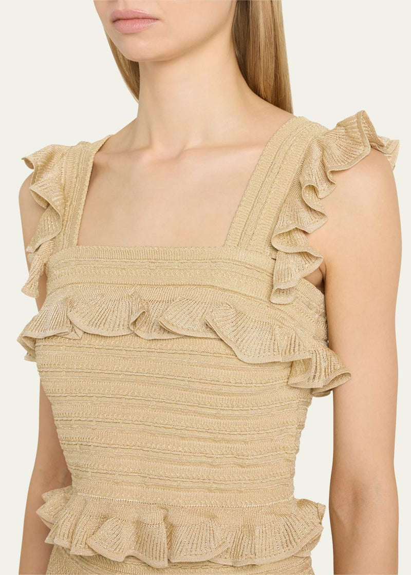 Illuminate Lace Frill Cami Metallic Gold