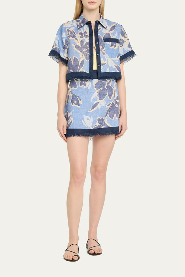 Topanga SS Shirt Blue Hydrangea Floral