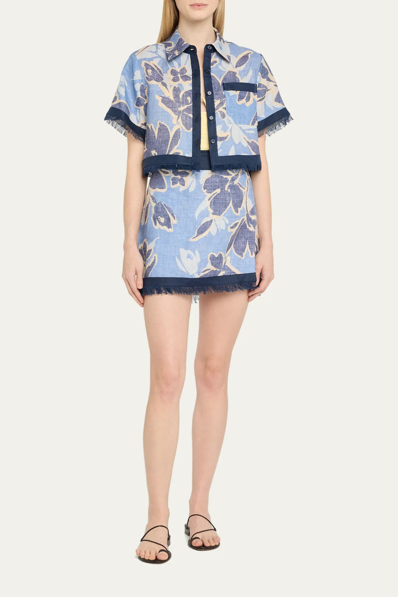 Topanga SS Shirt Blue Hydrangea Floral