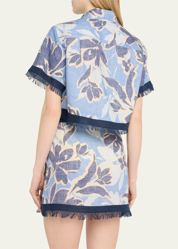 Topanga SS Shirt Blue Hydrangea Floral