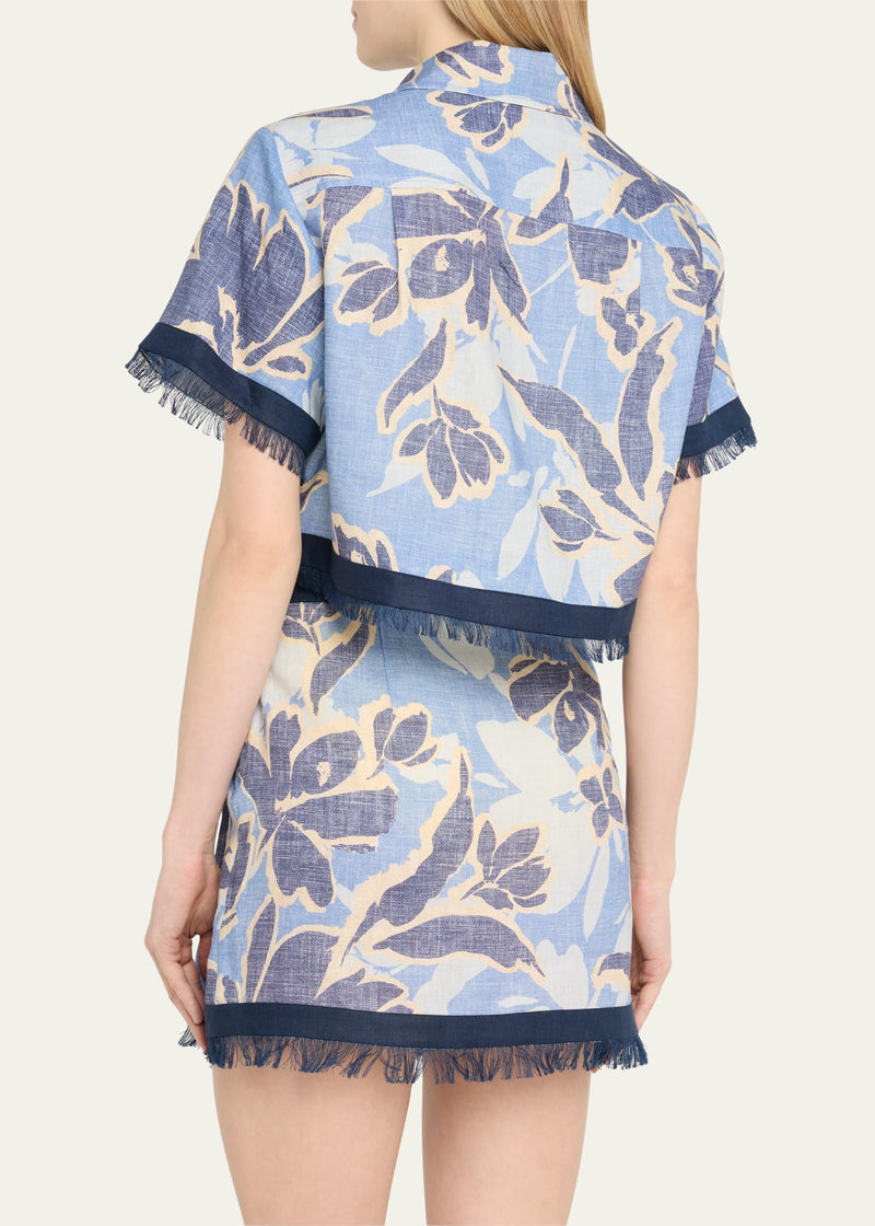 Topanga SS Shirt Blue Hydrangea Floral