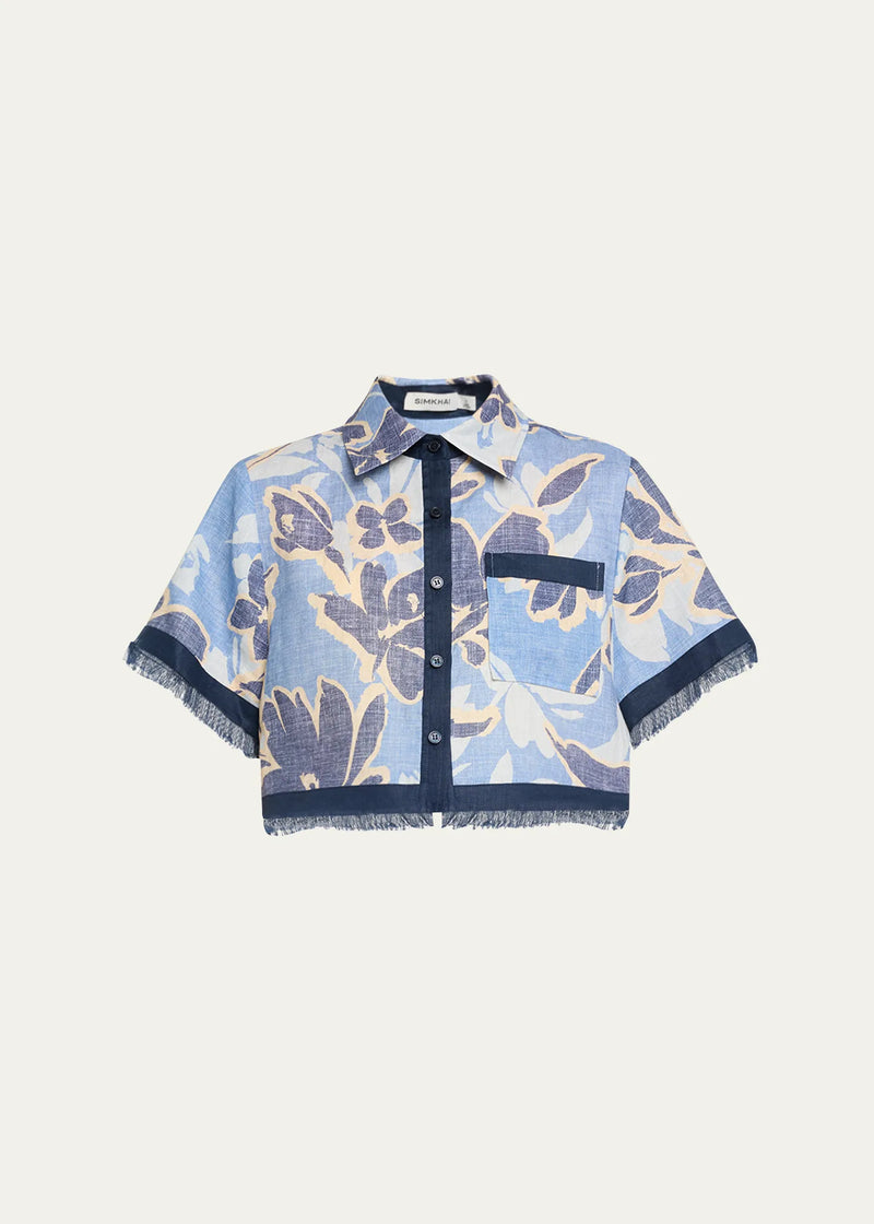 Topanga SS Shirt Blue Hydrangea Floral