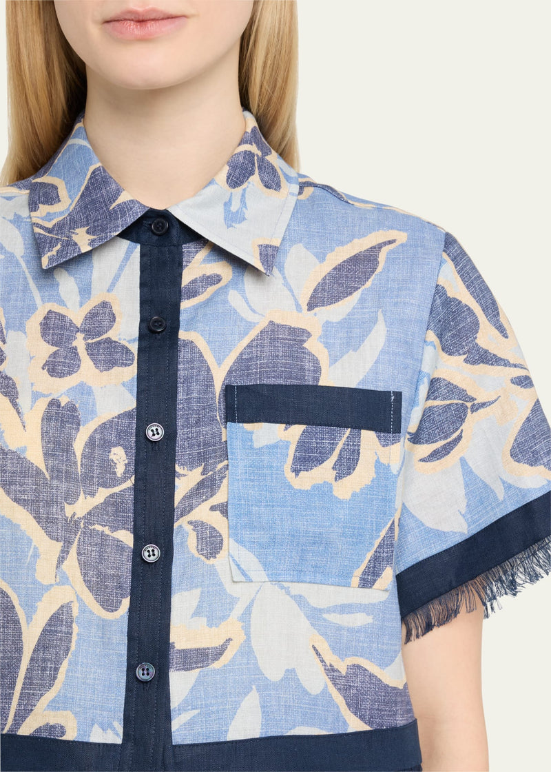 Topanga SS Shirt Blue Hydrangea Floral