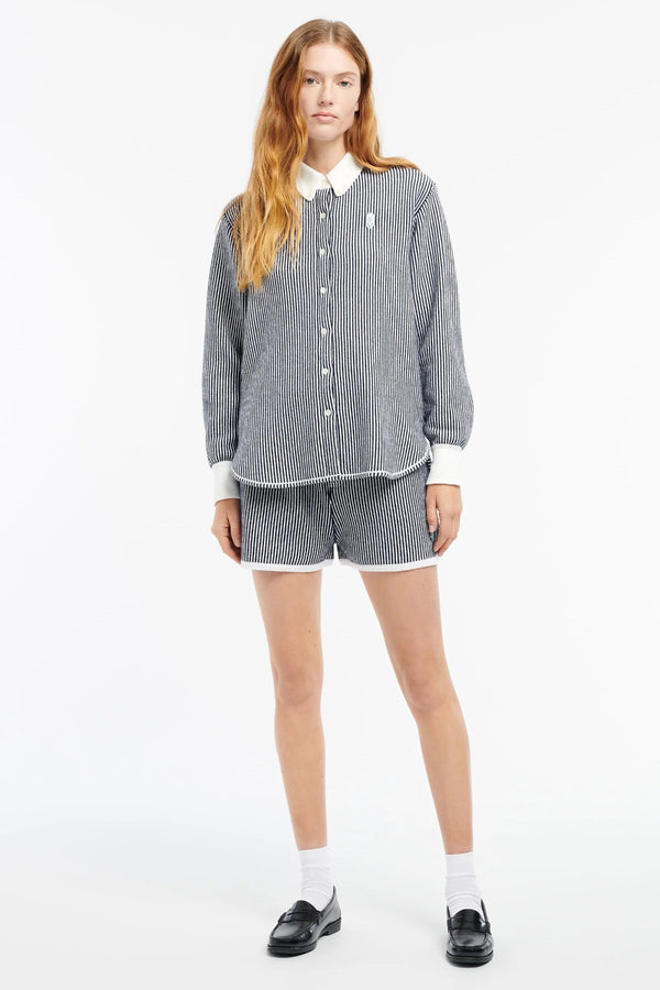 Ladies LS Oxford Stripe shirt with Thistle (Final Sale)