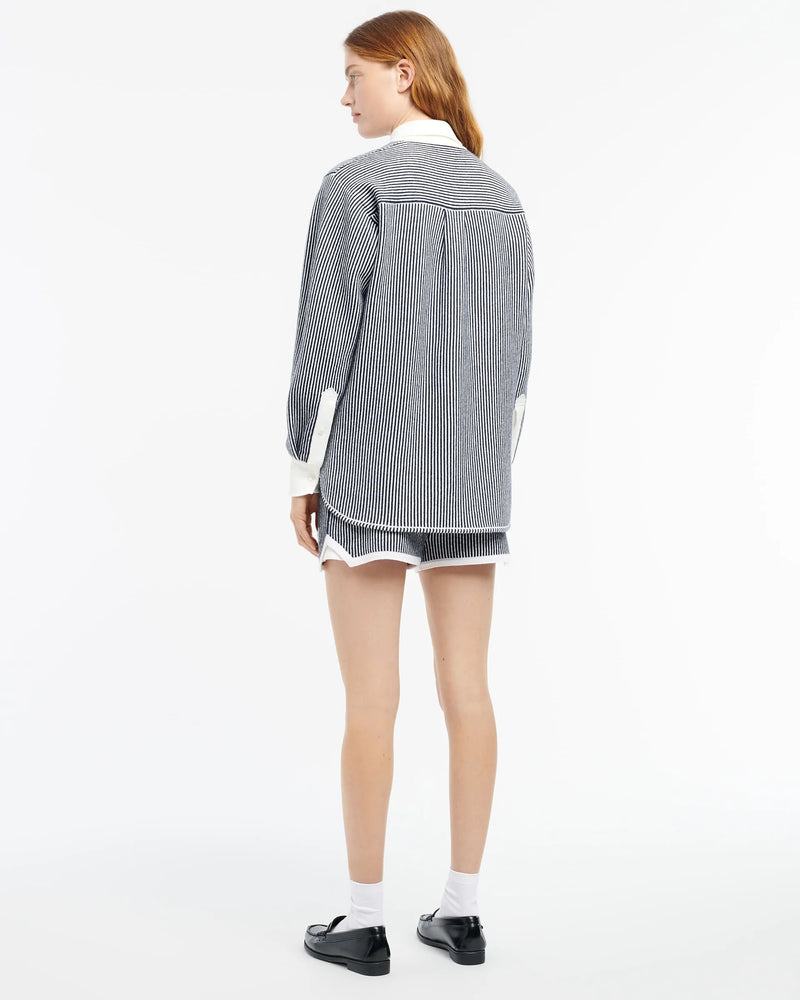 Ladies LS Oxford Stripe shirt with Thistle (Final Sale)