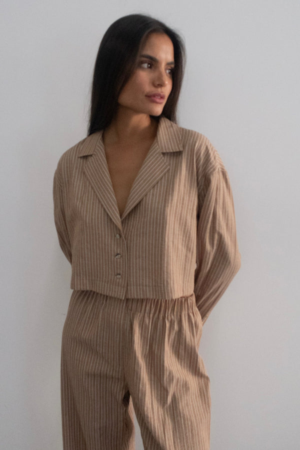 Cabana Cropped Shirt Latte
