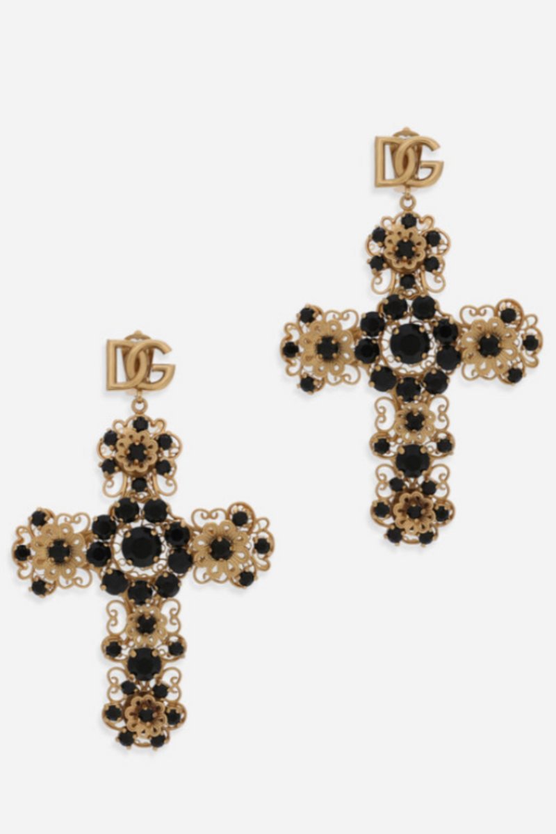 Kim Dolce & Gabbana Filigree Cross Earrings