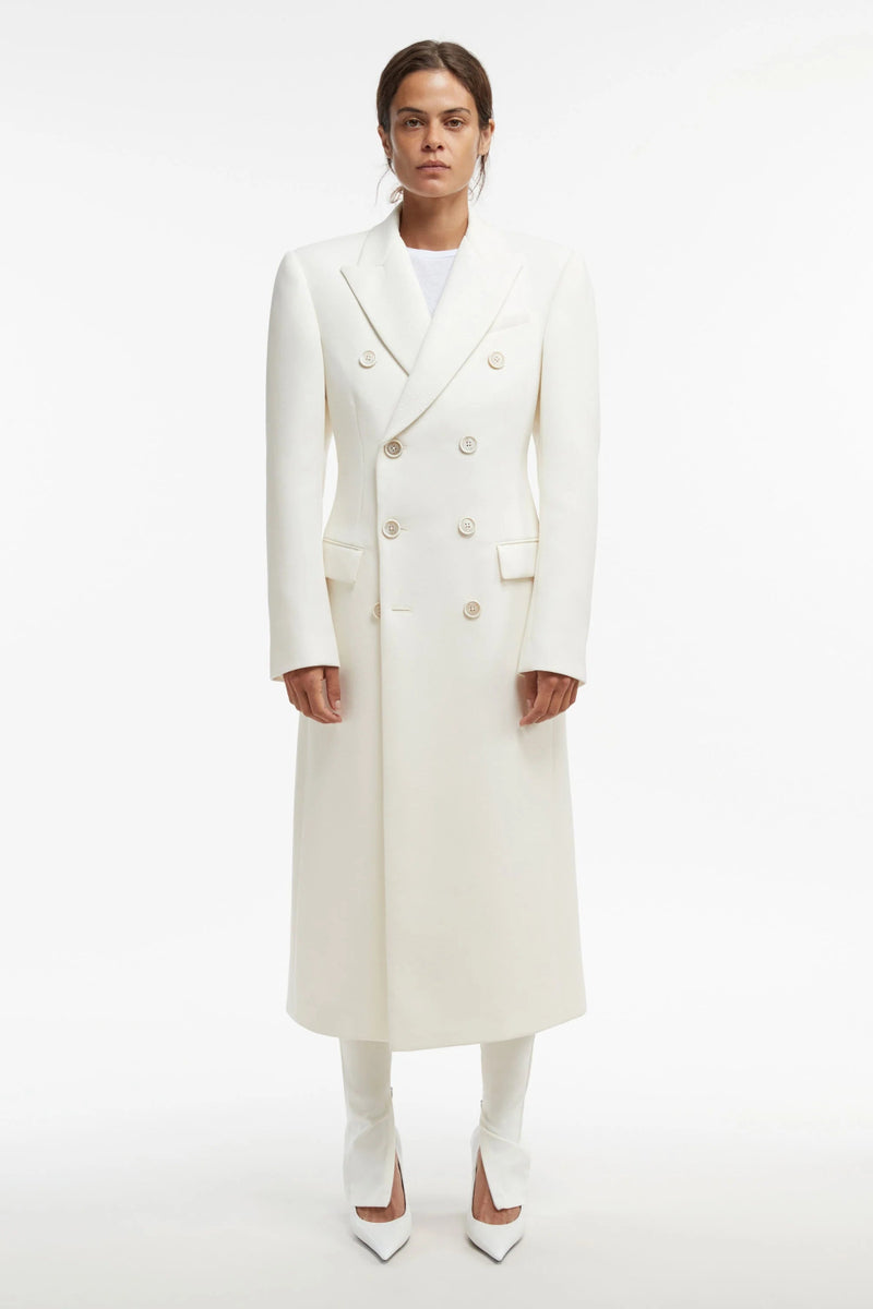Double Breasted Coat Off White