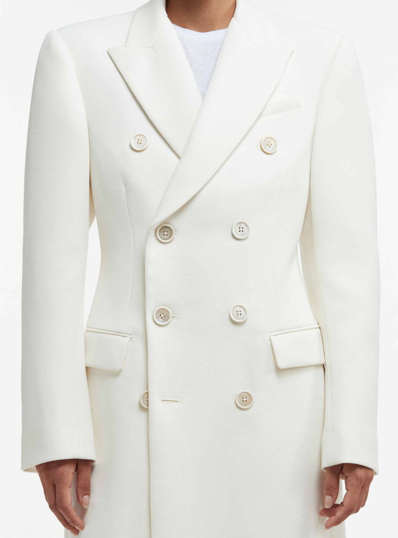 Double Breasted Coat Off White