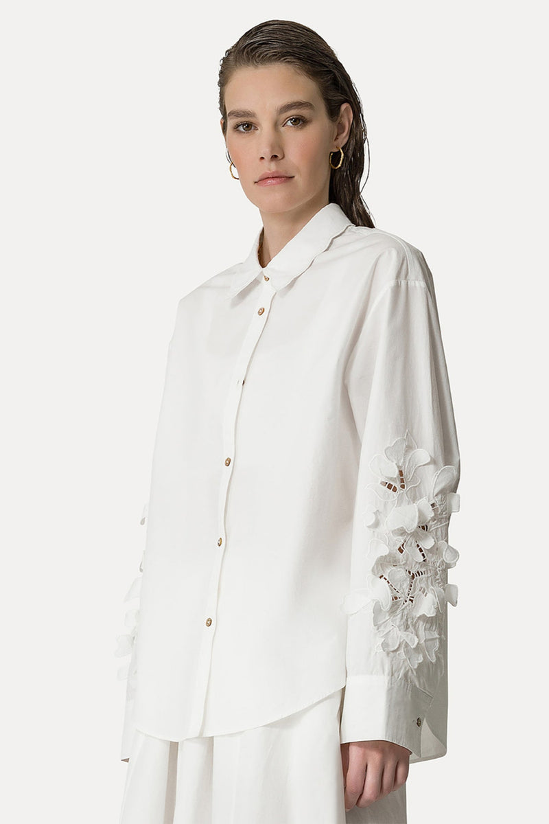 En fleur Embroidery Cotton Popline shirt