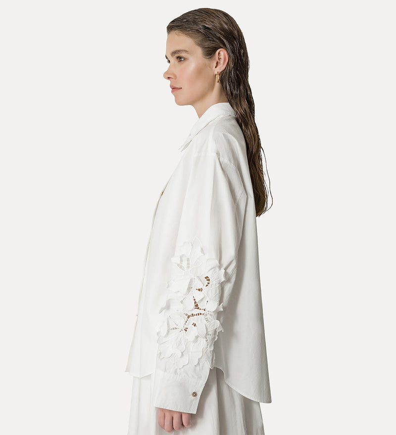 En fleur Embroidery Cotton Popline shirt