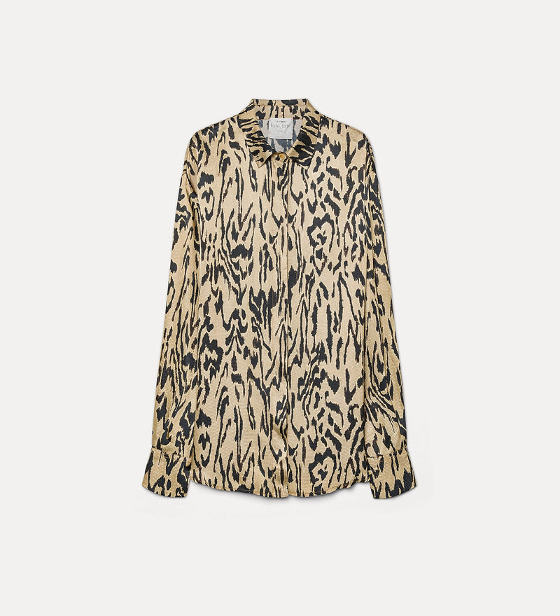 "Moiree" Print Satin Oversized Shirt