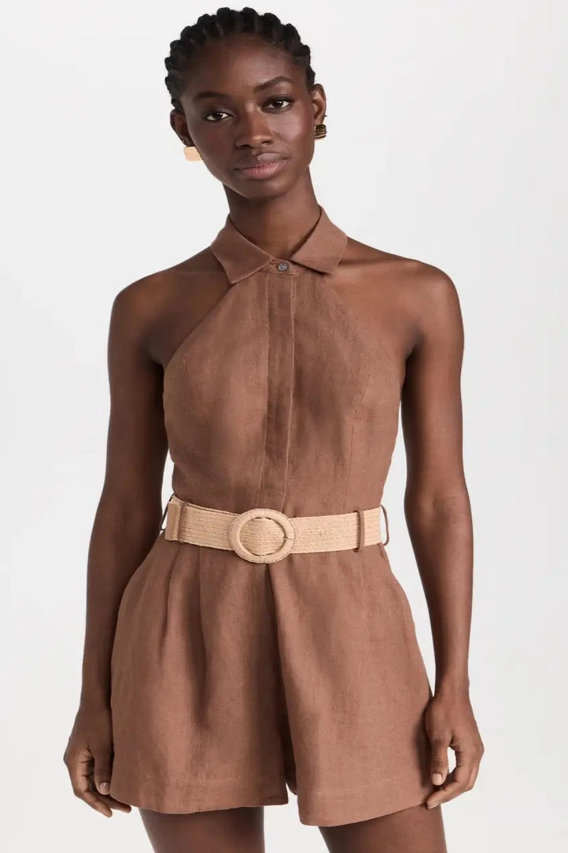 Asha Linen Romper Pecan (Final Sale)