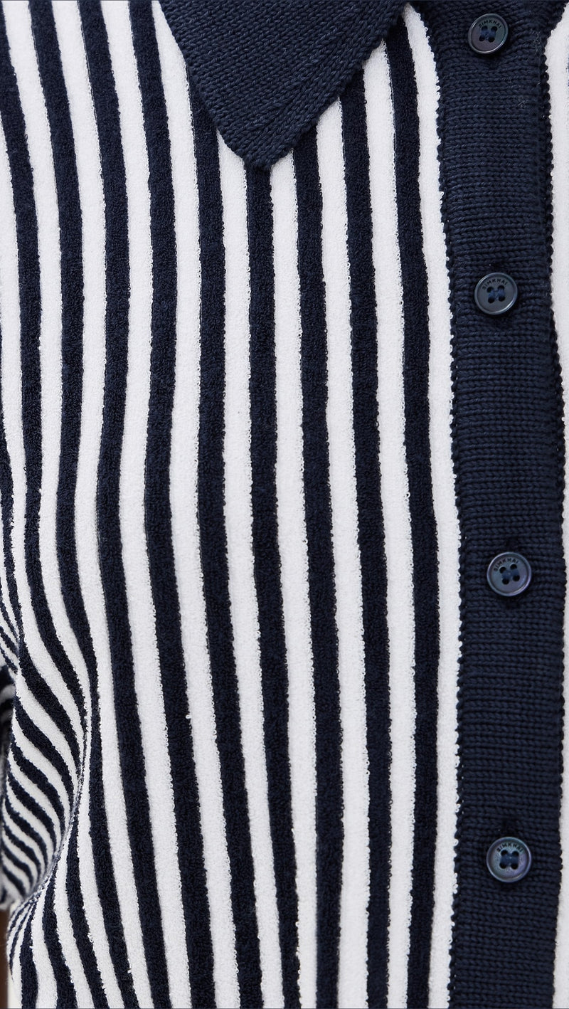 Ireland SS Cropped Camp Shirt Midnight Stripe