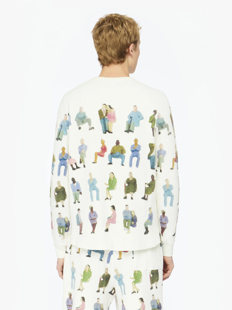 Printed Waffle Henley Top