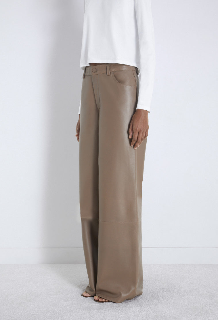 Figari Leather Pants Taupe