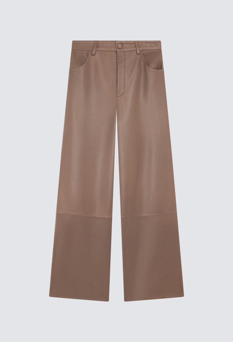 Figari Leather Pants Taupe