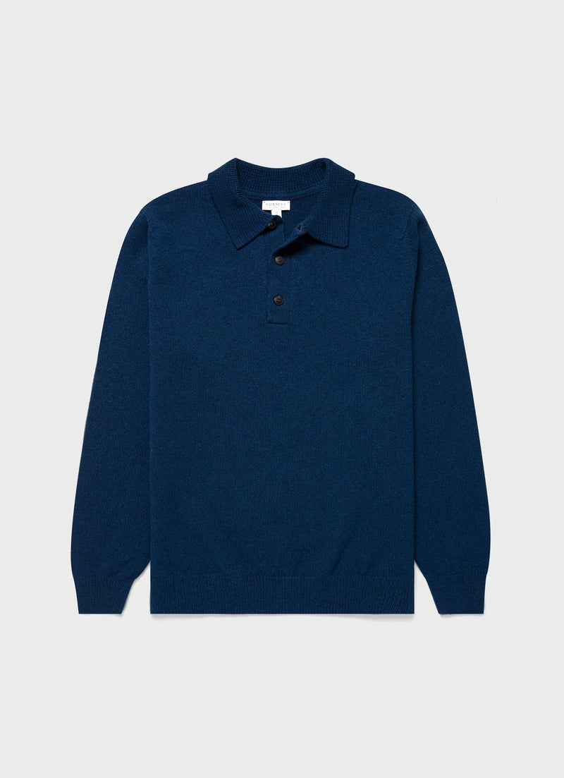 Lambswool Polo Shirt Naval Blue