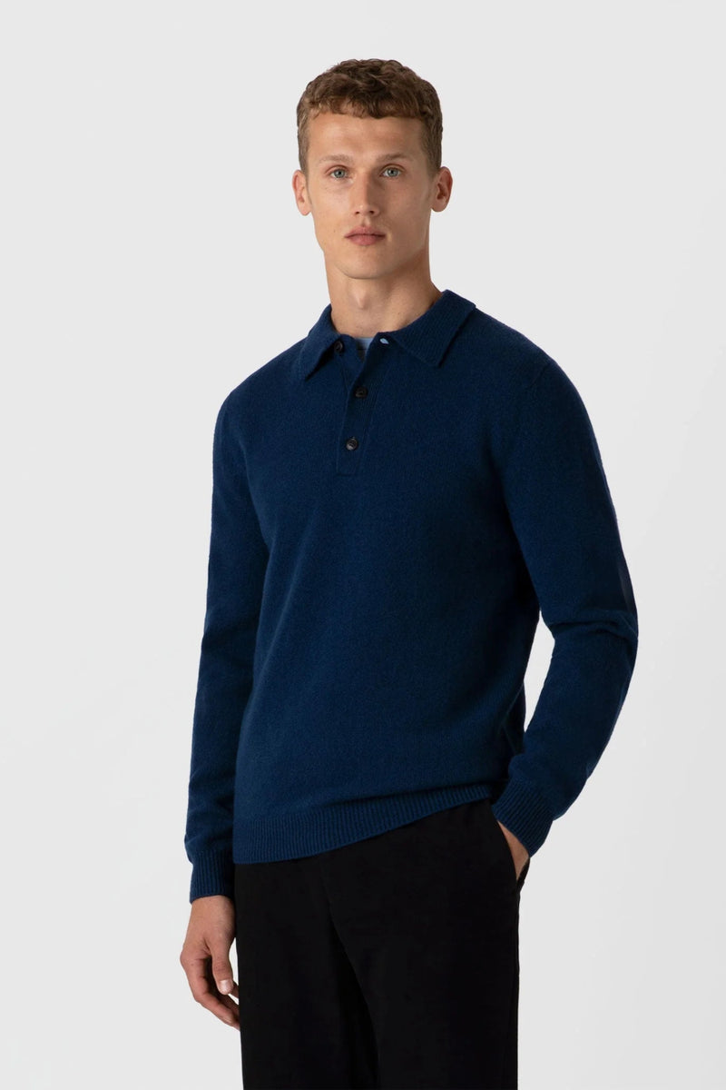 Lambswool Polo Shirt Naval Blue