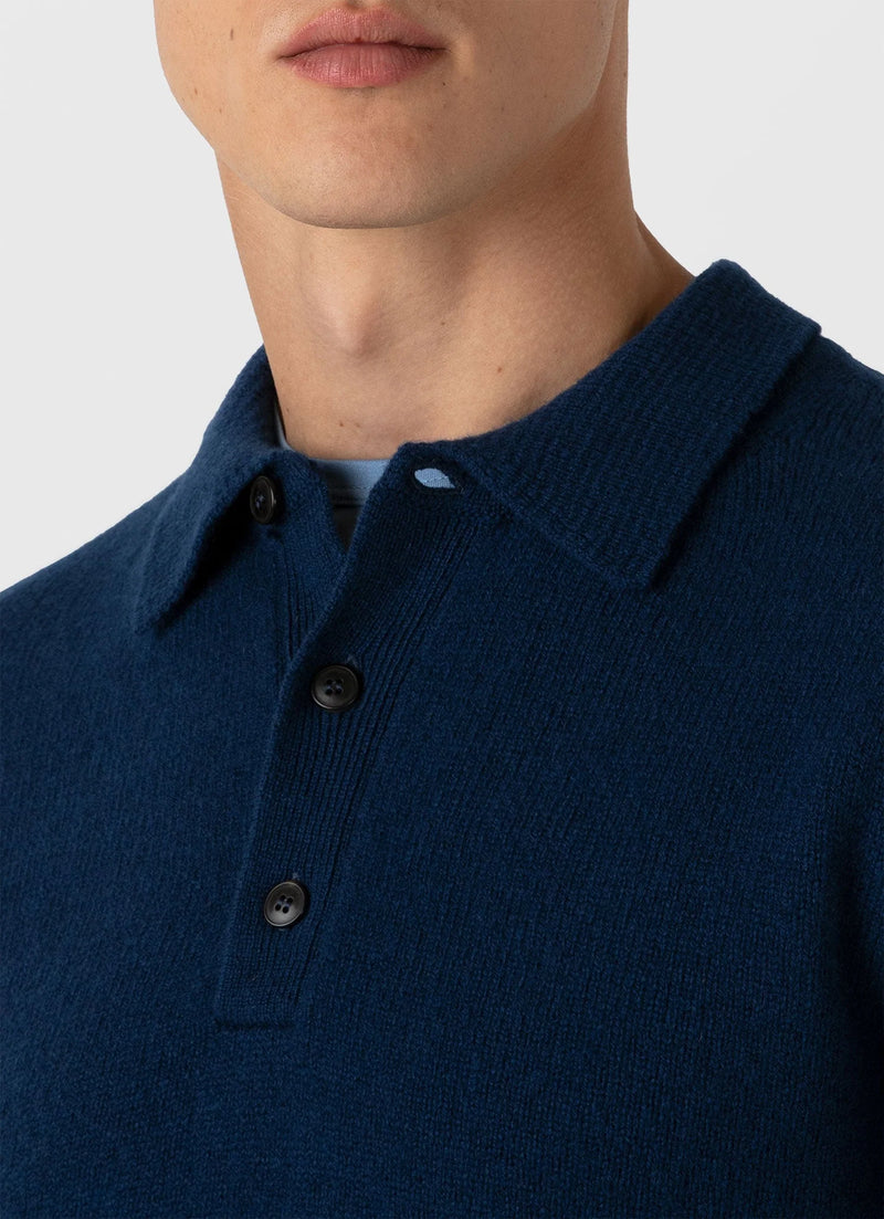 Lambswool Polo Shirt Naval Blue