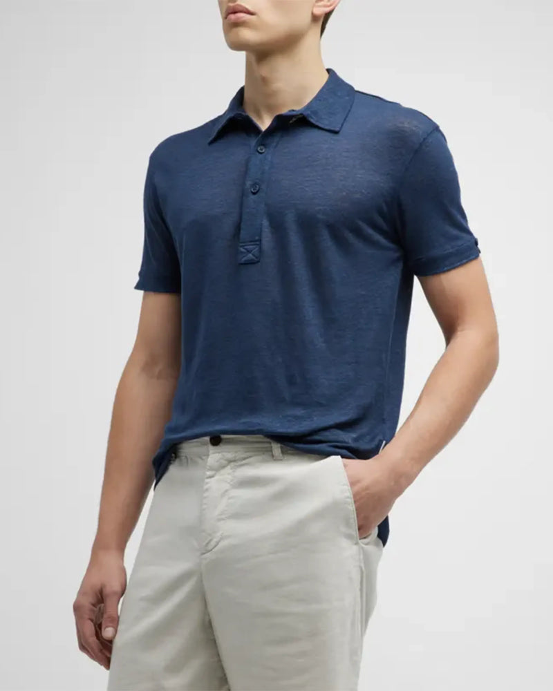 Sebastian Linen Polo Navy