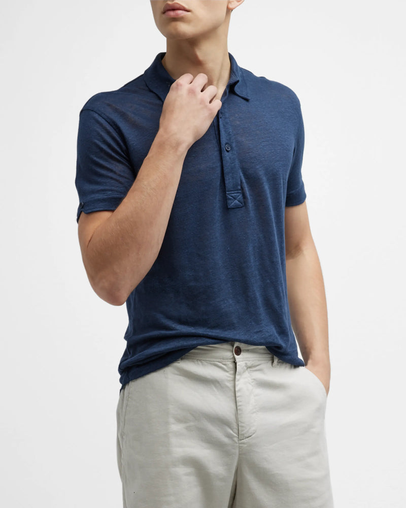 Sebastian Linen Polo Navy