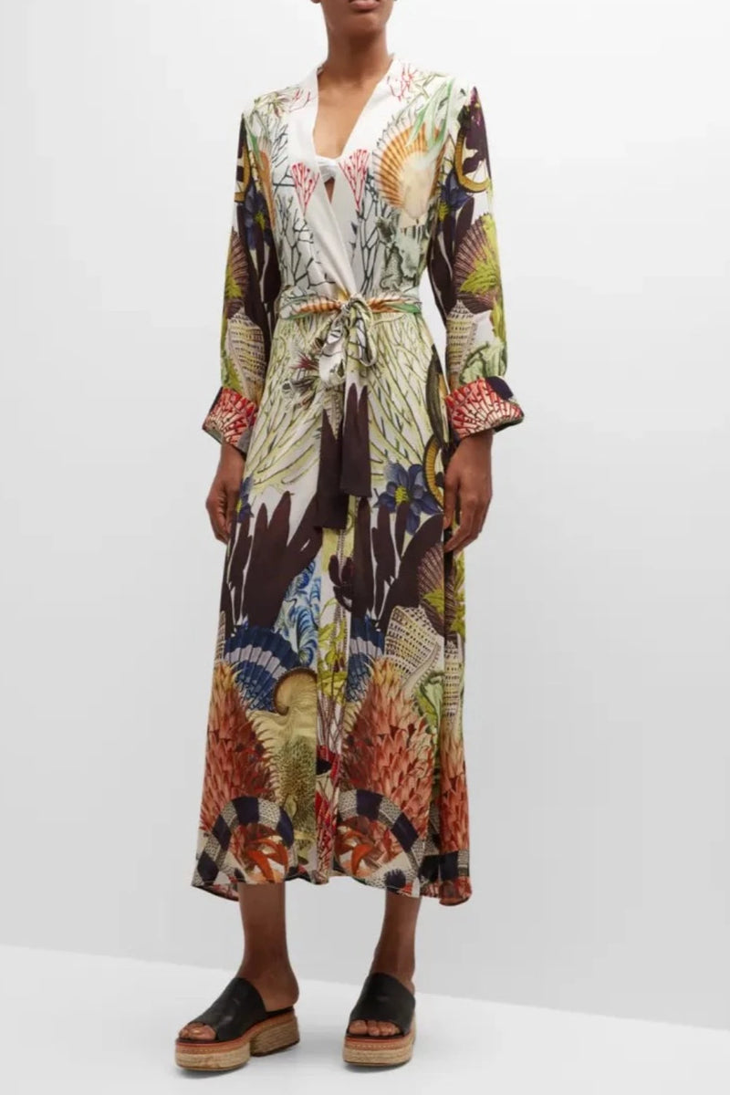 underwater coral shells robe dress carolina k sustainable viscose resortwear summer style