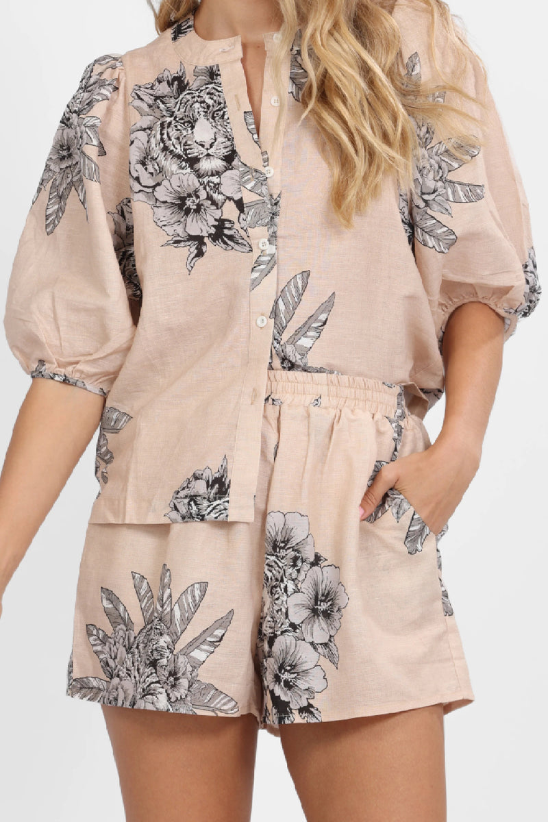 Short Tiger Bloom Beige
