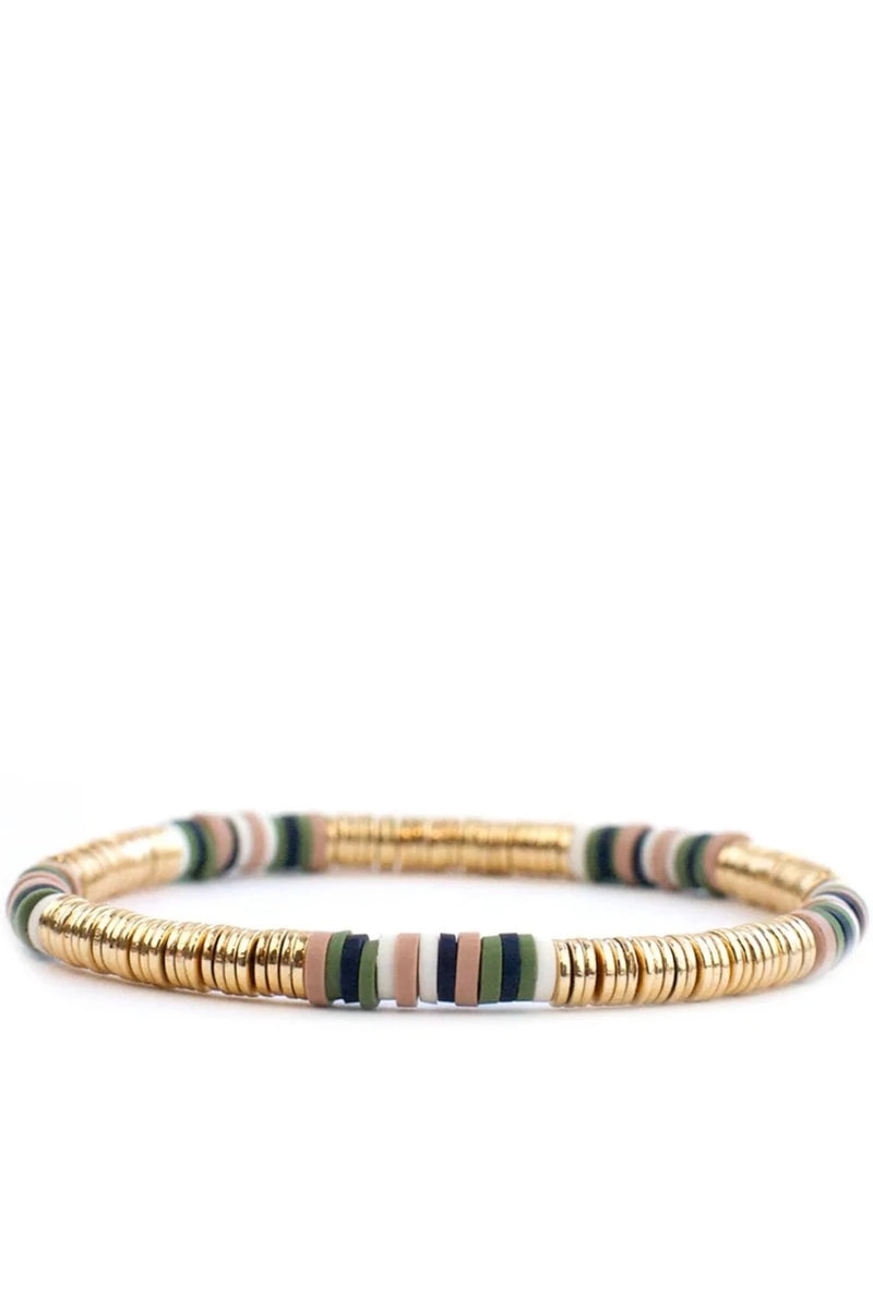 MARLYN SCHIFF Small Heishi & Metal Disc Stretch Bracelet JEWELRY