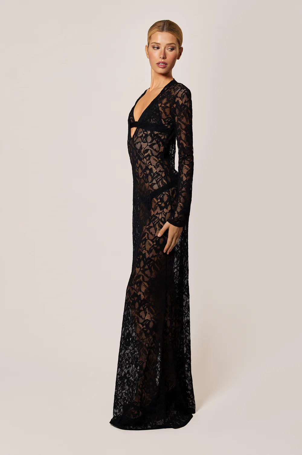 Sophie Stretch Lace Maxi Dress S / Black