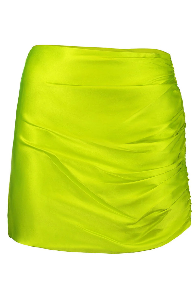 Ruched Mini Skirt Neon