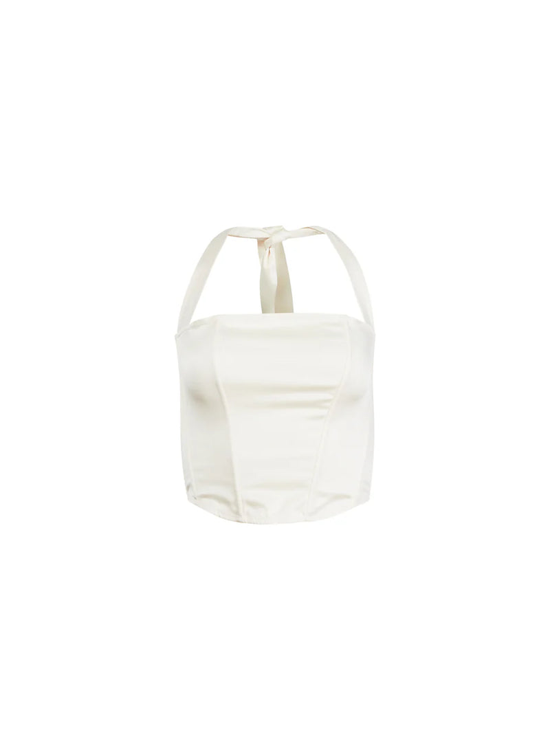 Vanilla Satin Halter Corset Top