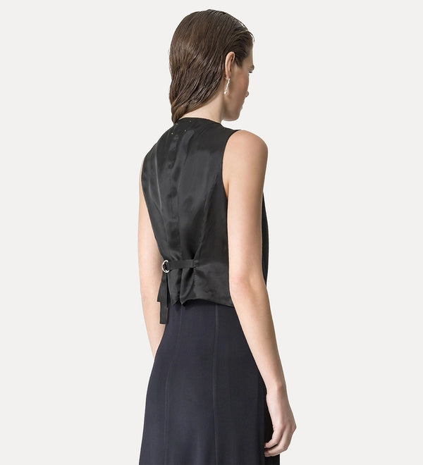 Viscose Wool Slub Pearl Embroidered Vest
