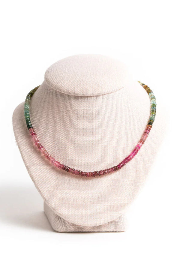 Watermelon Tourmaline Bead Necklace