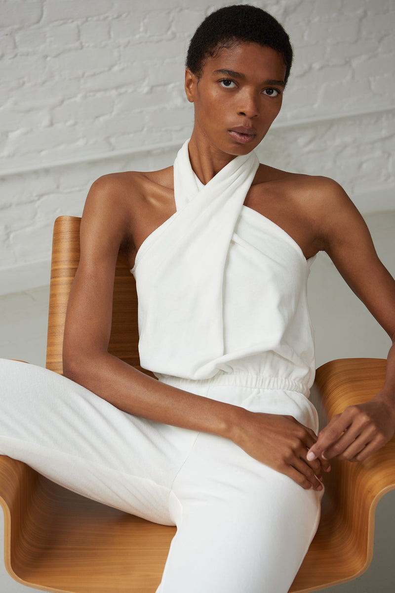 Yana Halter Neck Velour Jumpsuit