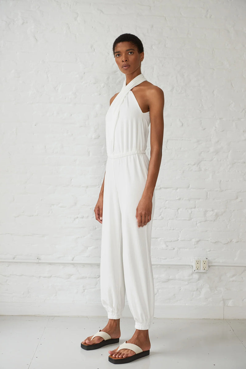 Yana Halter Neck Velour Jumpsuit