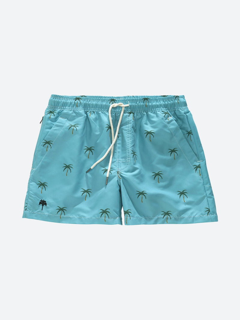 Blue Palm Swim Trunks
