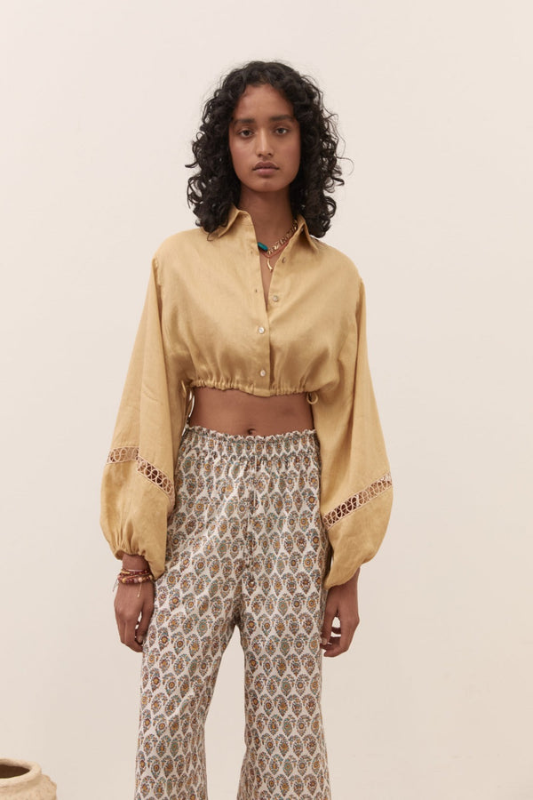 BOTEH Collar Crop Blouse WOMEN'S TOPS