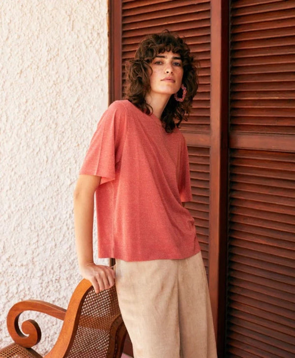 MOMONI Iora T-Shirt in Lurex Jersey WOMEN'S TEES