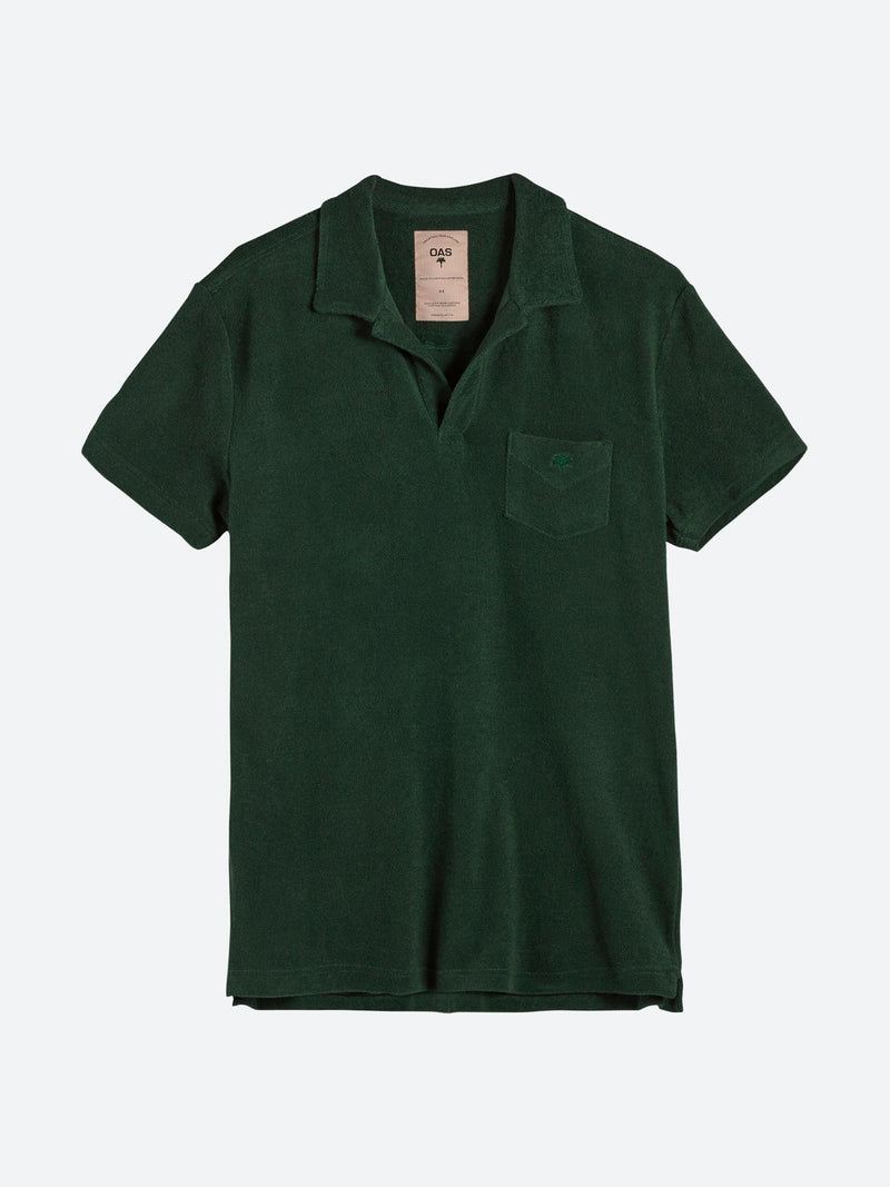 green short sleeve polo shirt in terry fabric