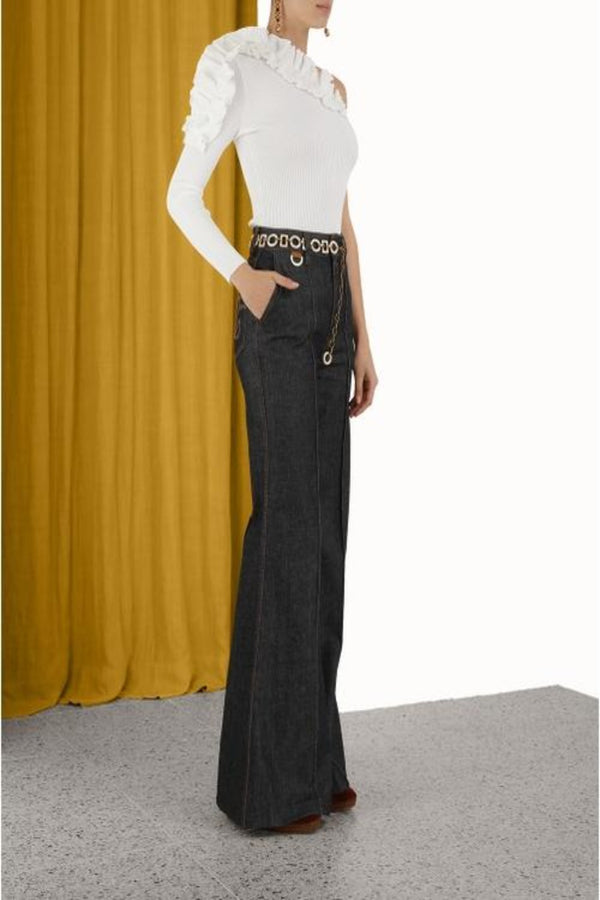 ZIMMERMANN Concert Asymmetric Ruffle Top WOMEN'S TOPS